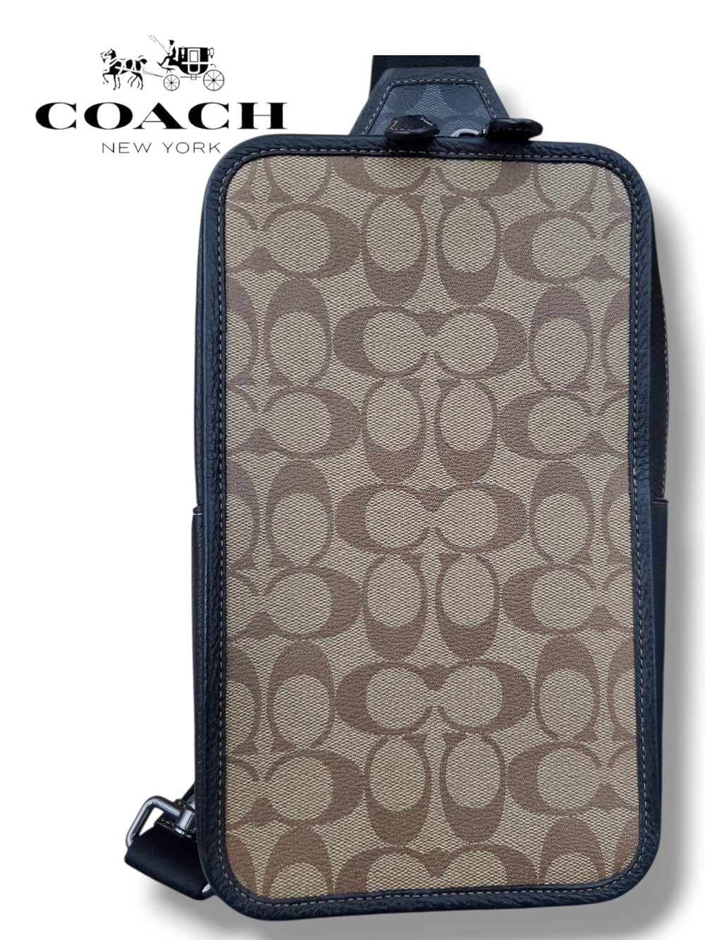 Coach Sullivan Pack Blocked Signature Canvas Sling Bag Charcoal C9865 - Picture 3 of 14